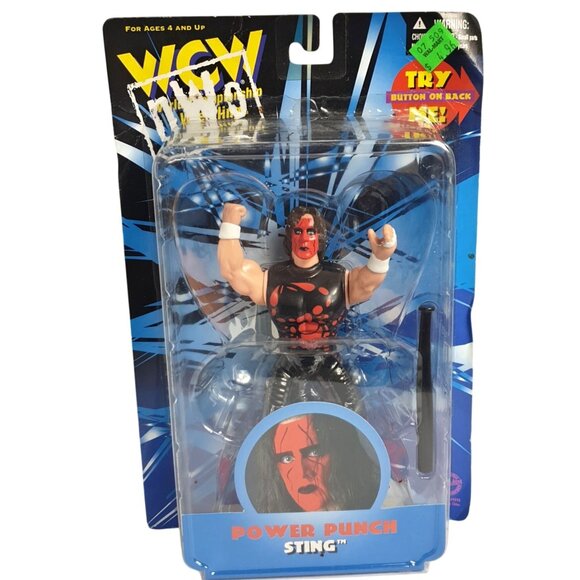 WCW NWO Sting Action Figure Power Punch Sounds 6.5" Wrestler 1998 Toymakers VTG - Picture 1 of 5